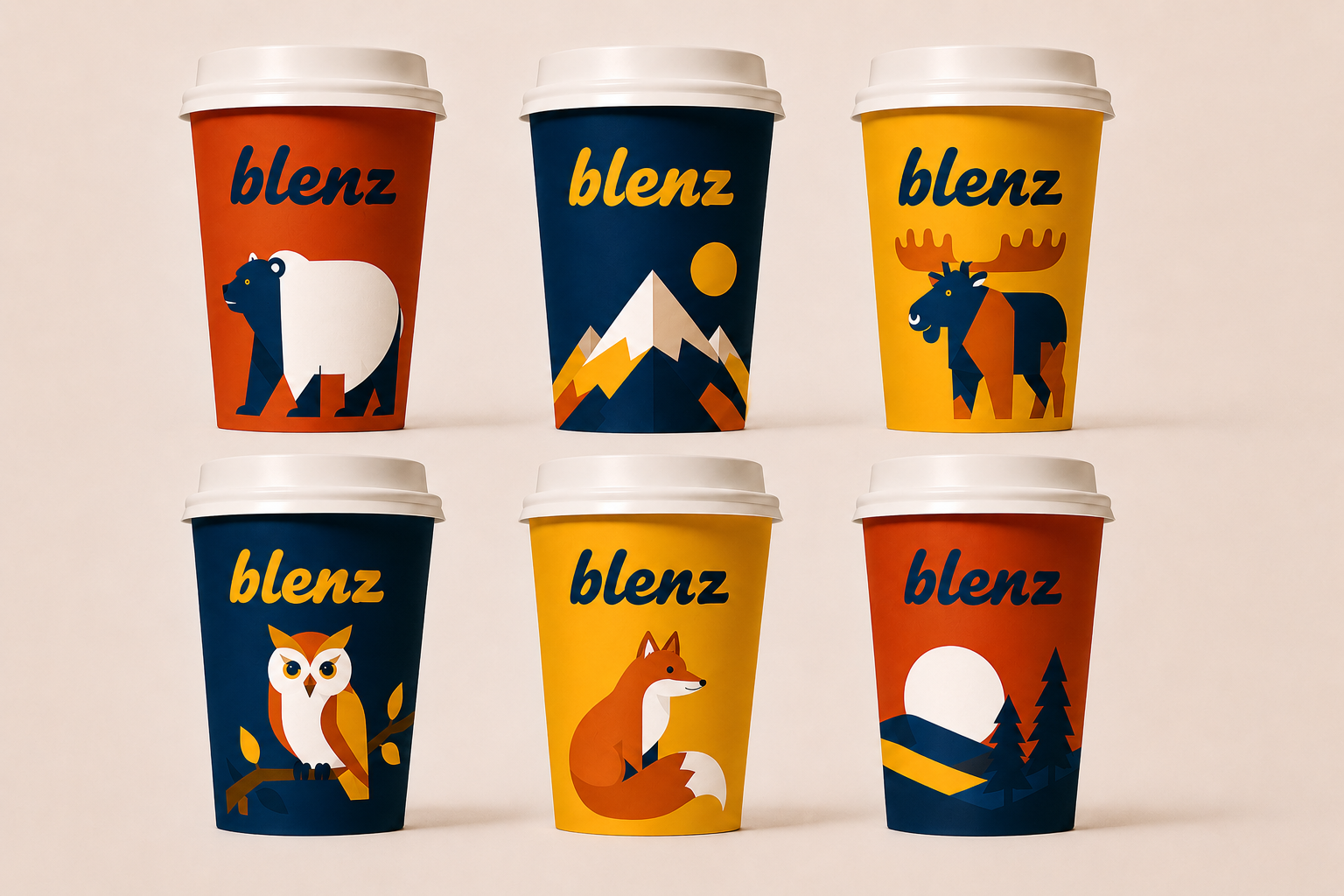 blenz seasonal cups — clean editorial